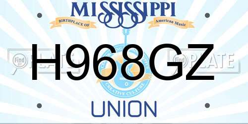 H968GZ Mississippi License Plate