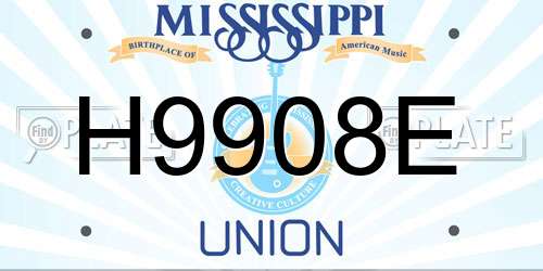 H9908E Mississippi License Plate