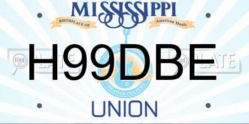 H99DBE Mississippi License Plate