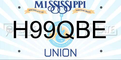 H99QBE Mississippi License Plate