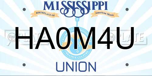 HA0M4U Mississippi License Plate