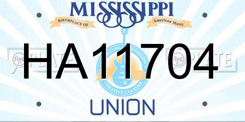 HA11704 Mississippi License Plate