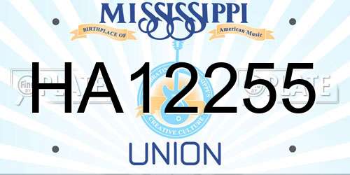 HA12255 Mississippi License Plate