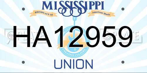 HA12959 Mississippi License Plate
