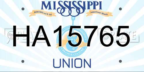 HA15765 Mississippi License Plate