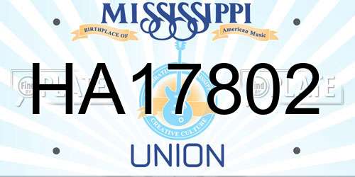 HA17802 Mississippi License Plate