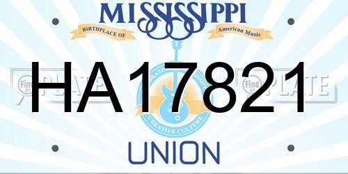 HA17821 Mississippi License Plate