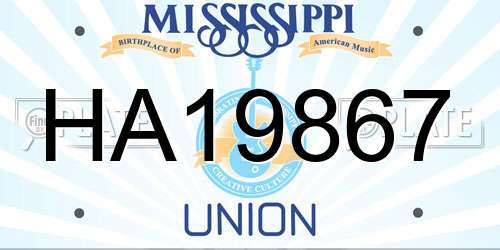 HA19867 Mississippi License Plate