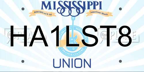 HA1LST8 Mississippi License Plate