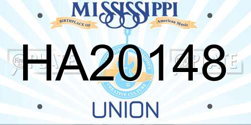 HA20148 Mississippi License Plate