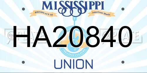 HA20840 Mississippi License Plate