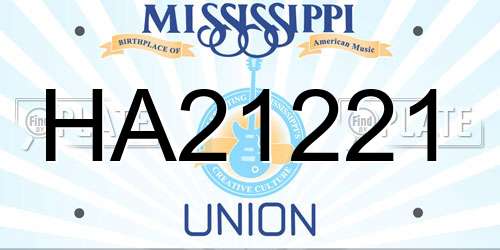 HA21221 Mississippi License Plate