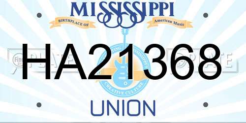 HA21368 Mississippi License Plate