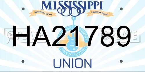 HA21789 Mississippi License Plate