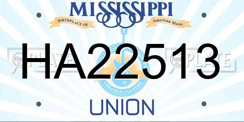 HA22513 Mississippi License Plate