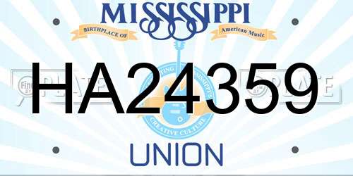 HA24359 Mississippi License Plate