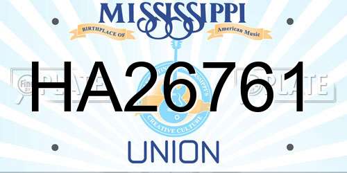 HA26761 Mississippi License Plate
