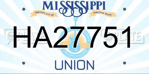 HA27751 Mississippi License Plate