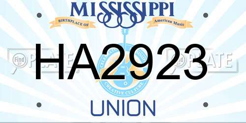 HA2923 Mississippi License Plate