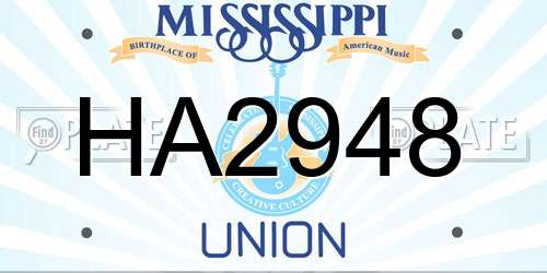 HA2948 Mississippi License Plate