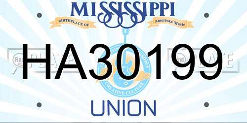 HA30199 Mississippi License Plate