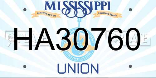 HA30760 Mississippi License Plate