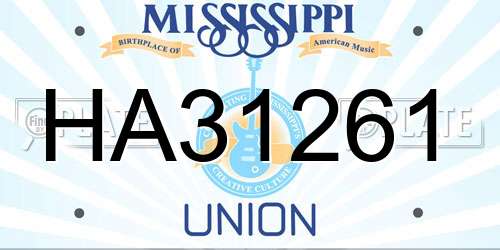 HA31261 Mississippi License Plate