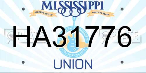 HA31776 Mississippi License Plate