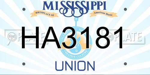 HA3181 Mississippi License Plate
