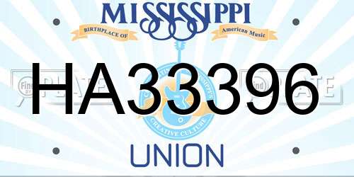 HA33396 Mississippi License Plate