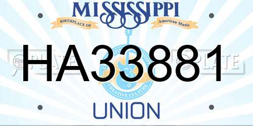 HA33881 Mississippi License Plate