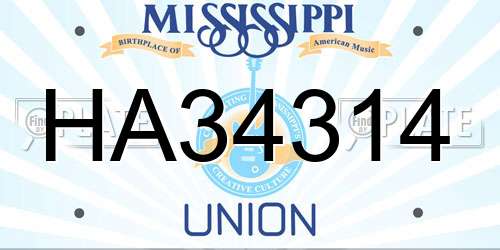 HA34314 Mississippi License Plate