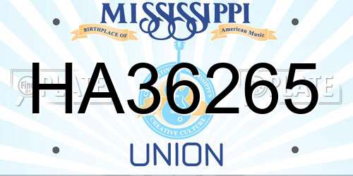 HA36265 Mississippi License Plate