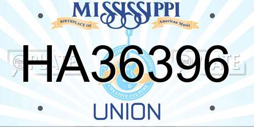HA36396 Mississippi License Plate