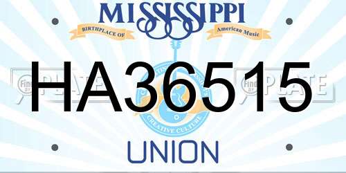 HA36515 Mississippi License Plate