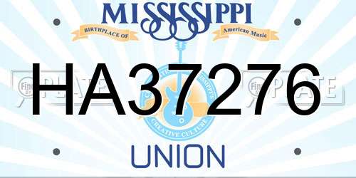 HA37276 Mississippi License Plate