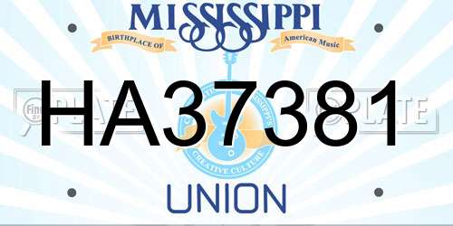HA37381 Mississippi License Plate