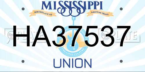 HA37537 Mississippi License Plate