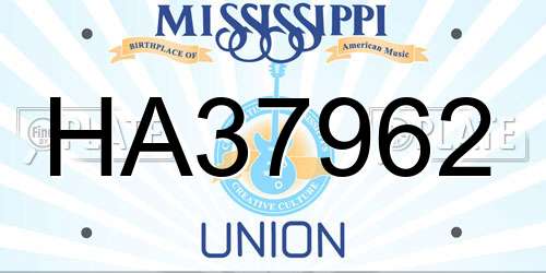 HA37962 Mississippi License Plate