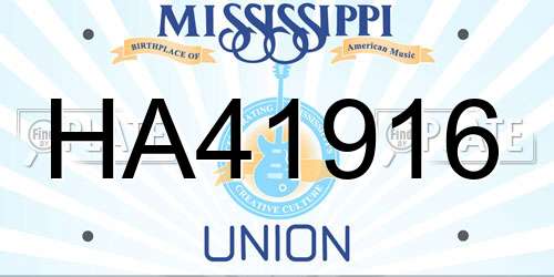HA41916 Mississippi License Plate