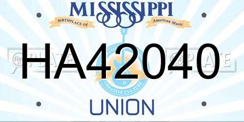 HA42040 Mississippi License Plate