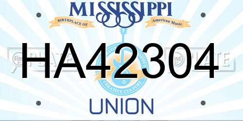HA42304 Mississippi License Plate
