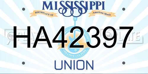 HA42397 Mississippi License Plate