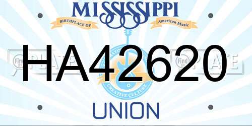 HA42620 Mississippi License Plate
