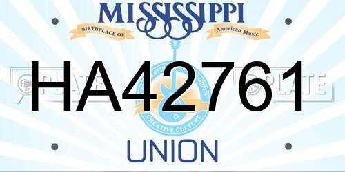 HA42761 Mississippi License Plate