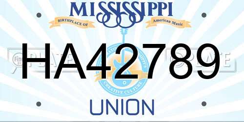 HA42789 Mississippi License Plate