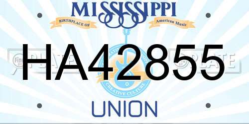 HA42855 Mississippi License Plate