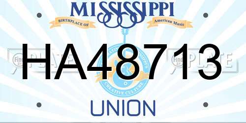 HA48713 Mississippi License Plate