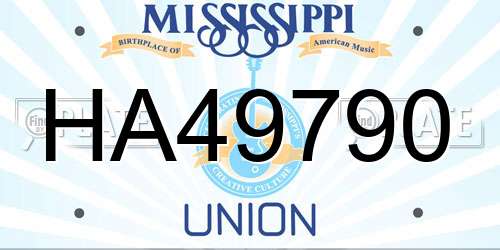 HA49790 Mississippi License Plate