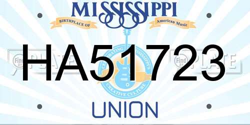 HA51723 Mississippi License Plate